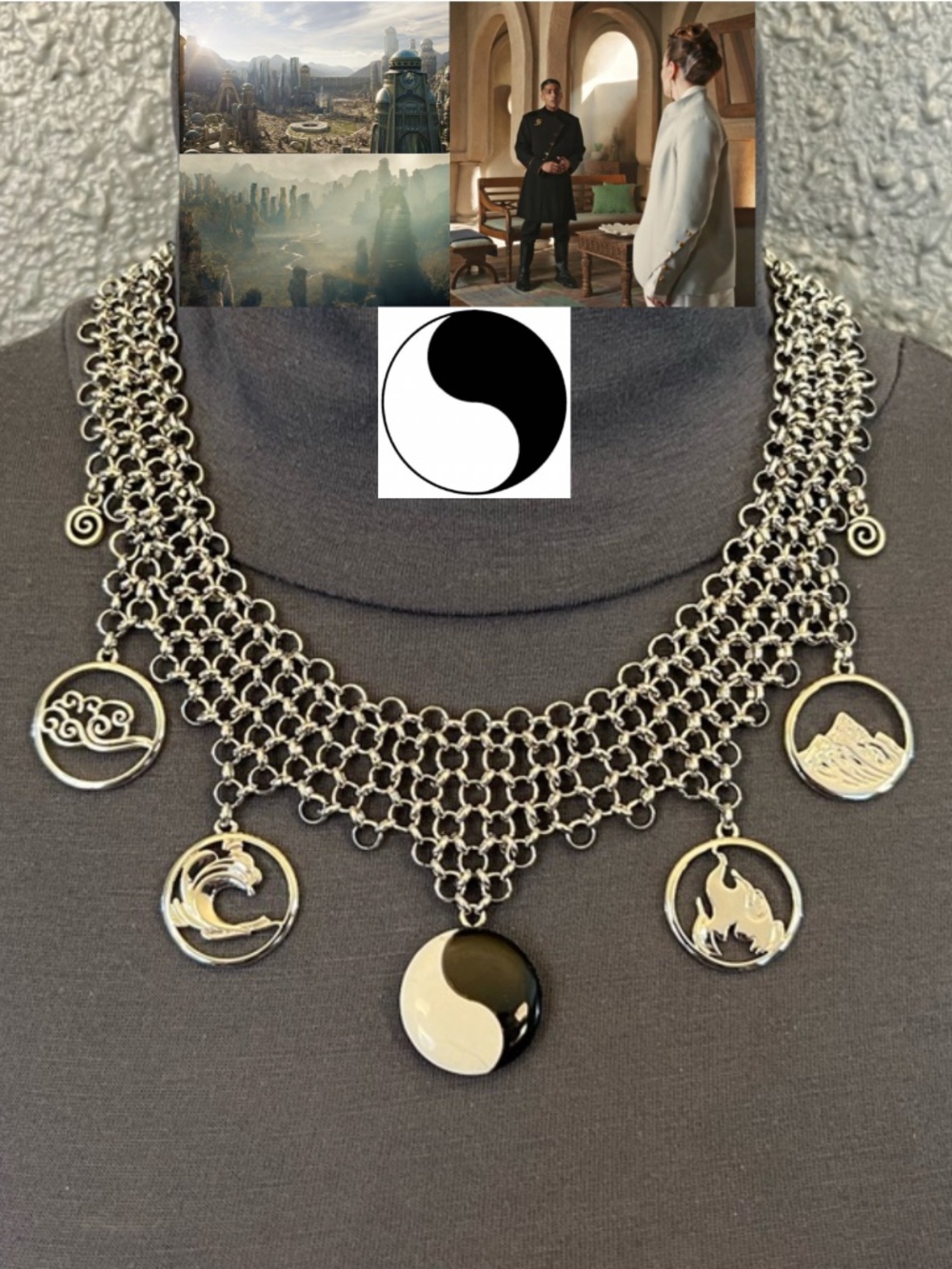 Wheel of Time Aes Sedai Age of Legends Handmade Chainmail Necklace, Elements